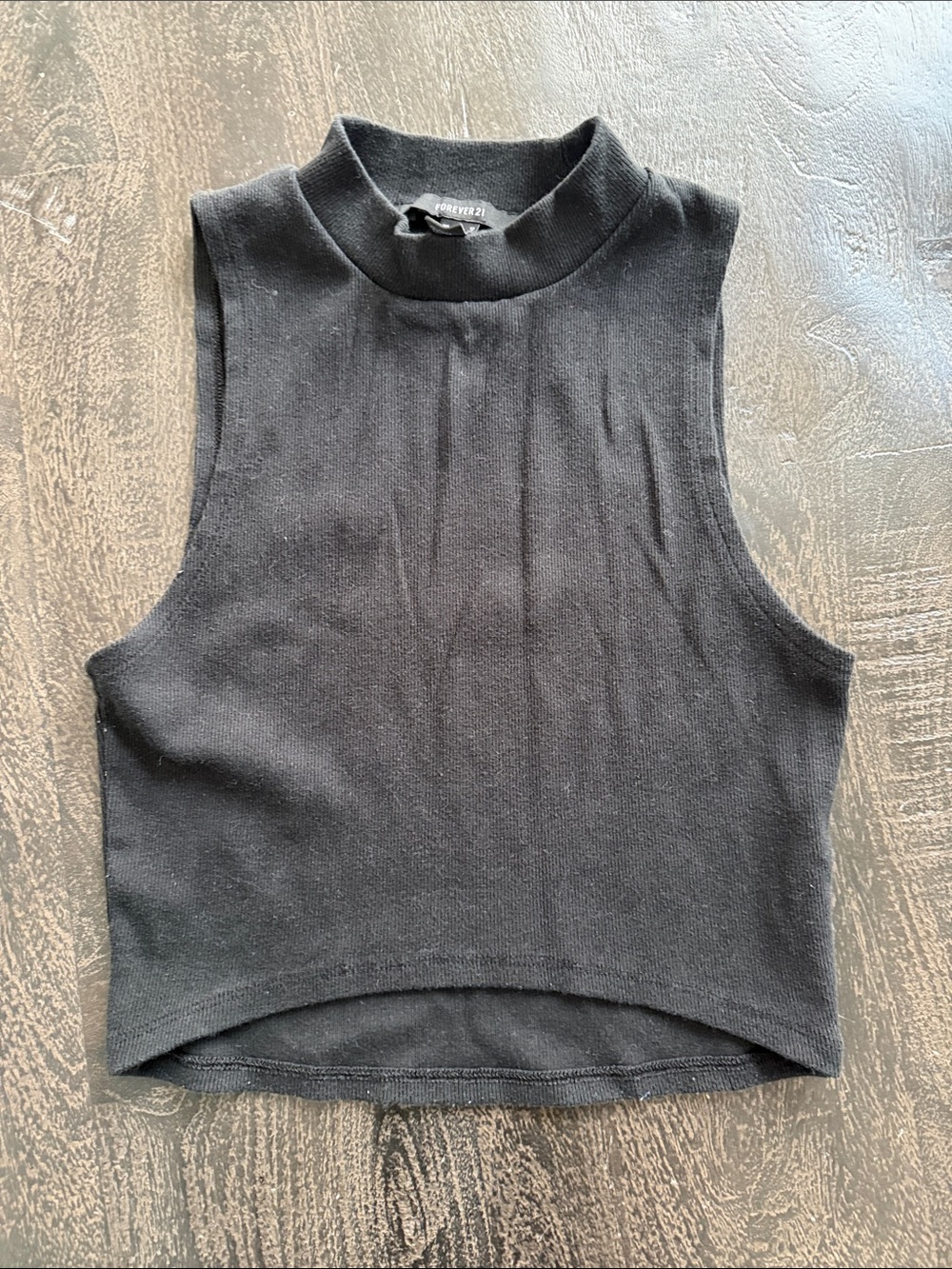 Forever 21 Black Sleeveless Mock Neck Crop Tank Top